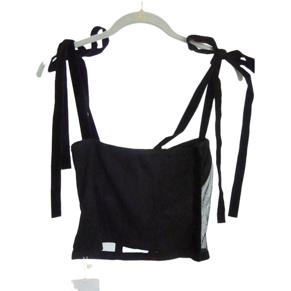 NWT Commense Tied Mesh Corset Crop Top XS Bow Tie Straps Sheer - Picture 5 of 7